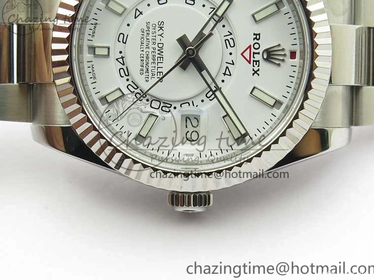 Good Copy Rolex Watches TechFriendly Bracelet to 2880 White Best Dial 326934 1:1 on 23J Edition Asian SS Noob SS Sky-Dweller 1219